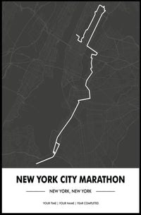 New York City Marathon Route Modern Sports Poster
