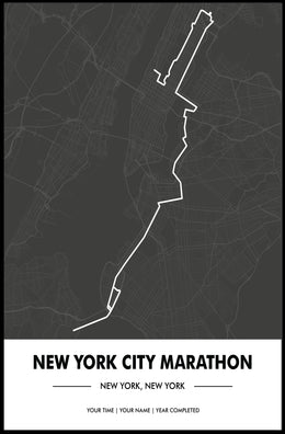 New York City Marathon Route Poster Modern Wall Art