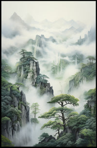 Serene East Asian Landscape Wall Art - Artistic Poster
