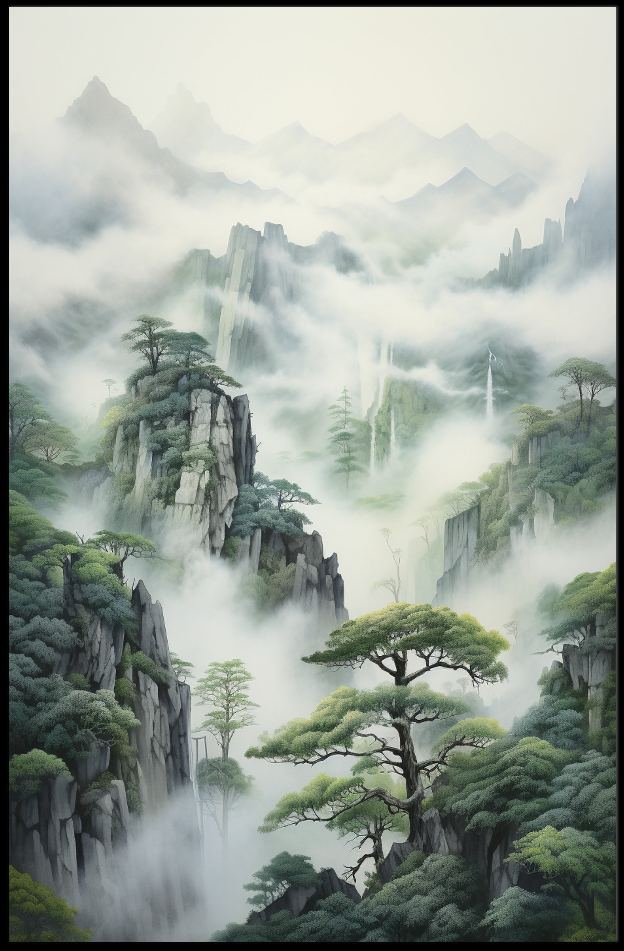 Serene East Asian Landscape Wall Art - Artistic Poster