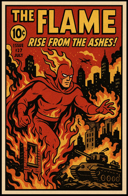 The Flame Comic Book Cover Retro Pop Culture Poster