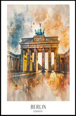 Brandenburg Gate Watercolor Art in Berlin Urban Cityscape Poster PosterGoat