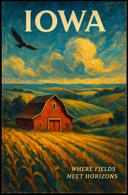 Iowa Where Fields Meet Horizons Poster