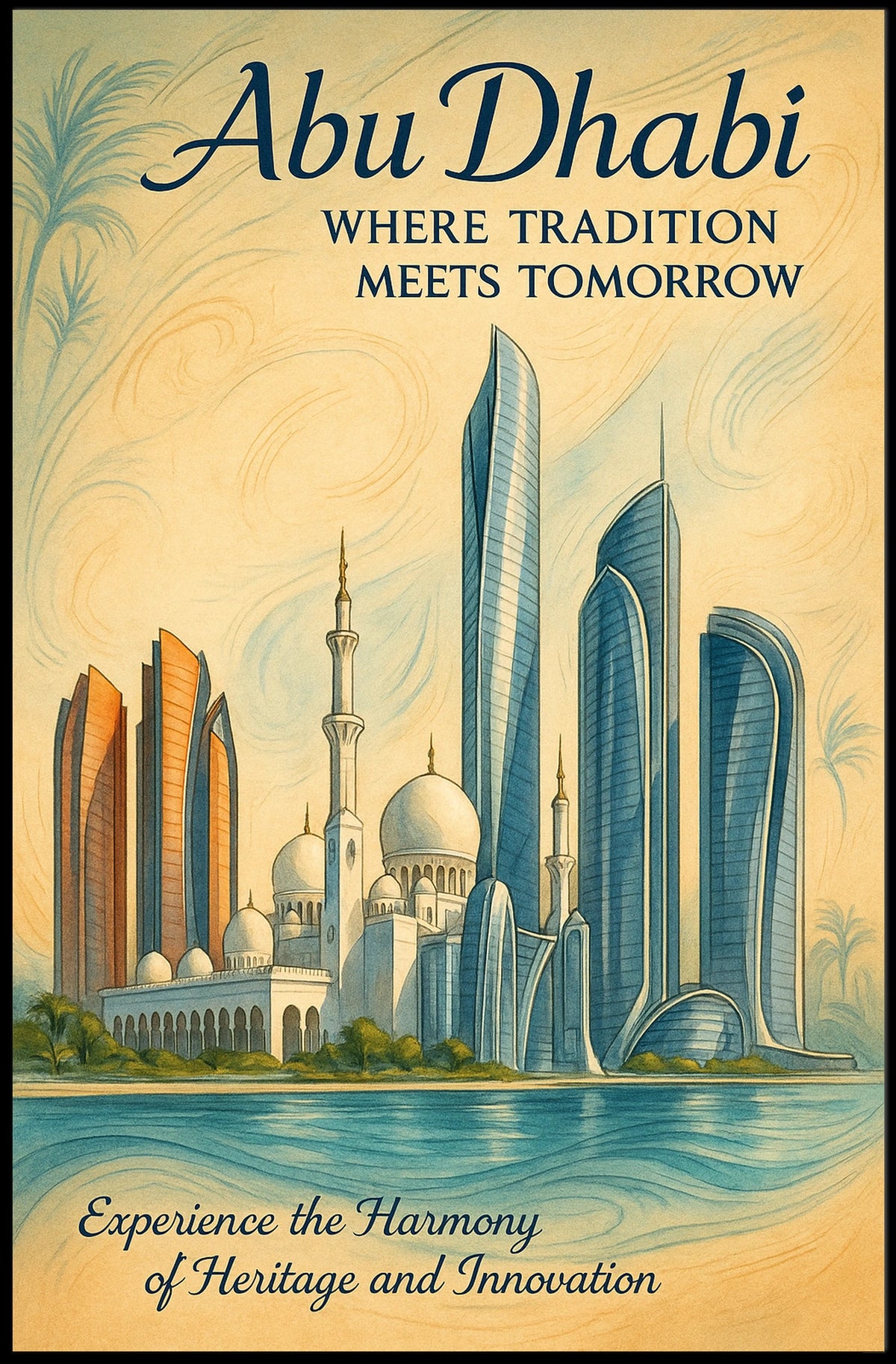 Abu Dhabi Tradition Meets Future Cityscape Poster