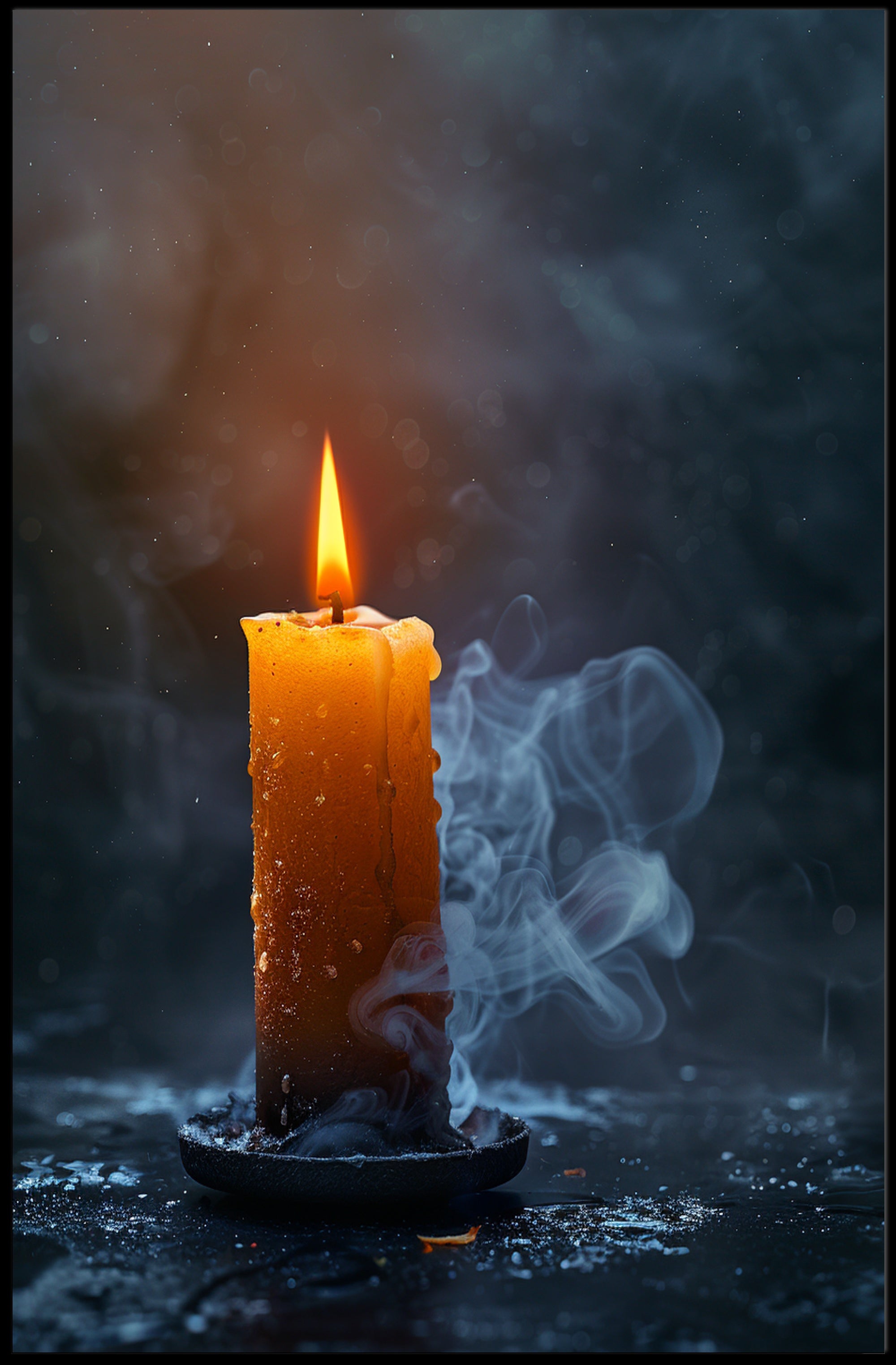 Photorealistic Burning Candle Travel Poster Wall Art