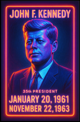 John F Kennedy Vintage Portrait Patriotic 35th Poster