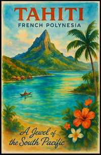Tahiti Travel Poster – Vintage French Polynesia Wall Art, South Pacific Paradise Decor