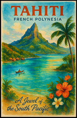 Tahiti Travel Poster – Vintage French Polynesia Wall Art, South Pacific Paradise Decor