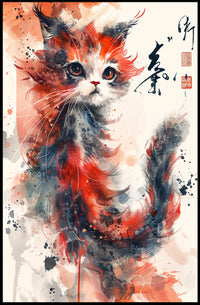 Whimsical Watercolor Cat Poster