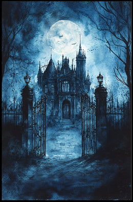 Haunted Manor Under The Moonlight Poster