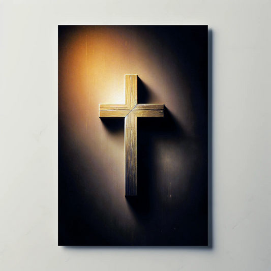 Wooden Cross Spotlight Shadow Wall Vintage Travel Poster