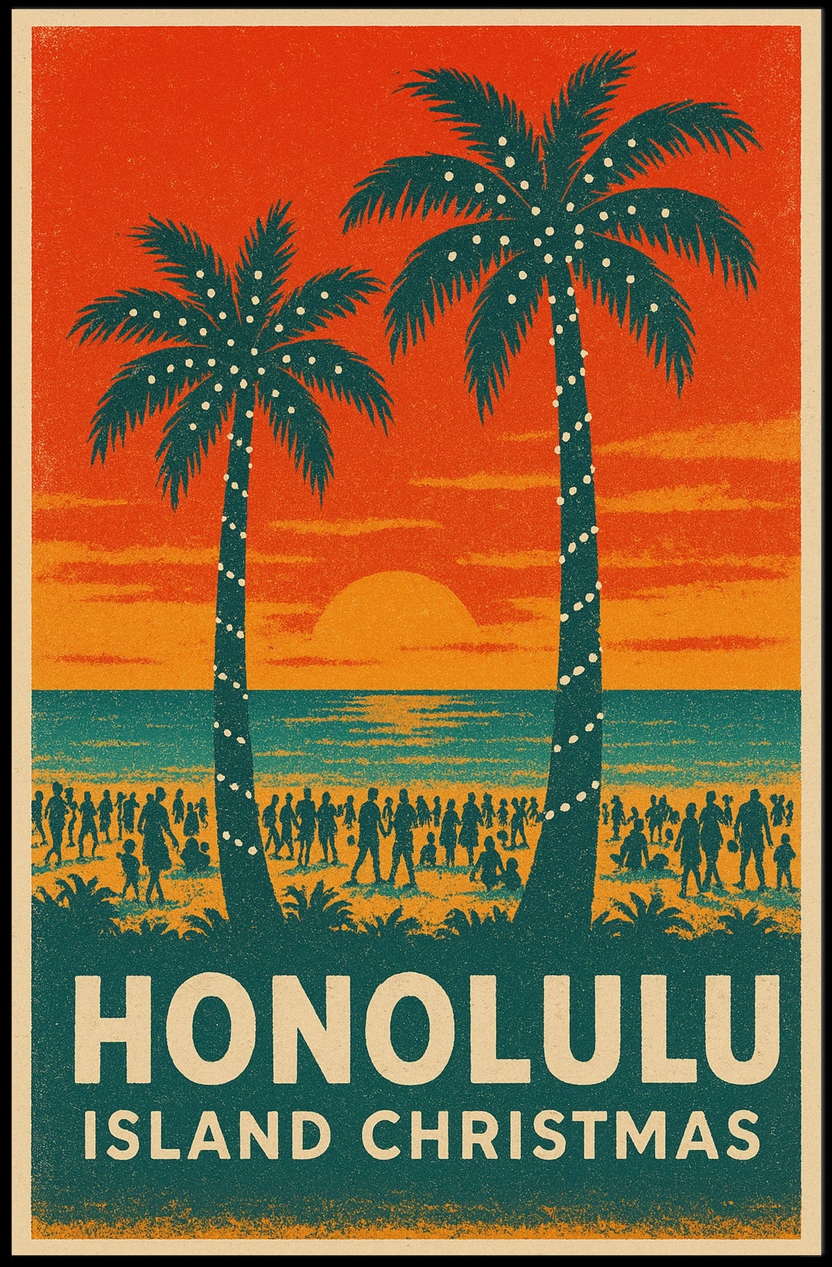 Honolulu Island Christmas Poster