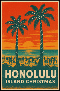 Honolulu Island Christmas Poster
