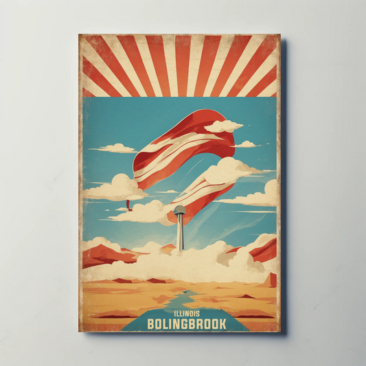 Bolingbrook Illinois Cityscape Art Print Vintage Travel Poster