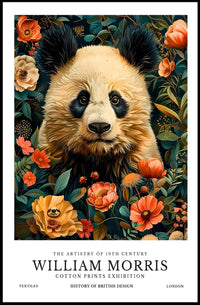 William Morris-Inspired Panda Floral Art - Artistic Poster
