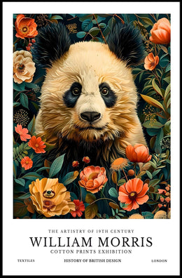 William Morris-Inspired Panda Floral Art - Artistic Poster