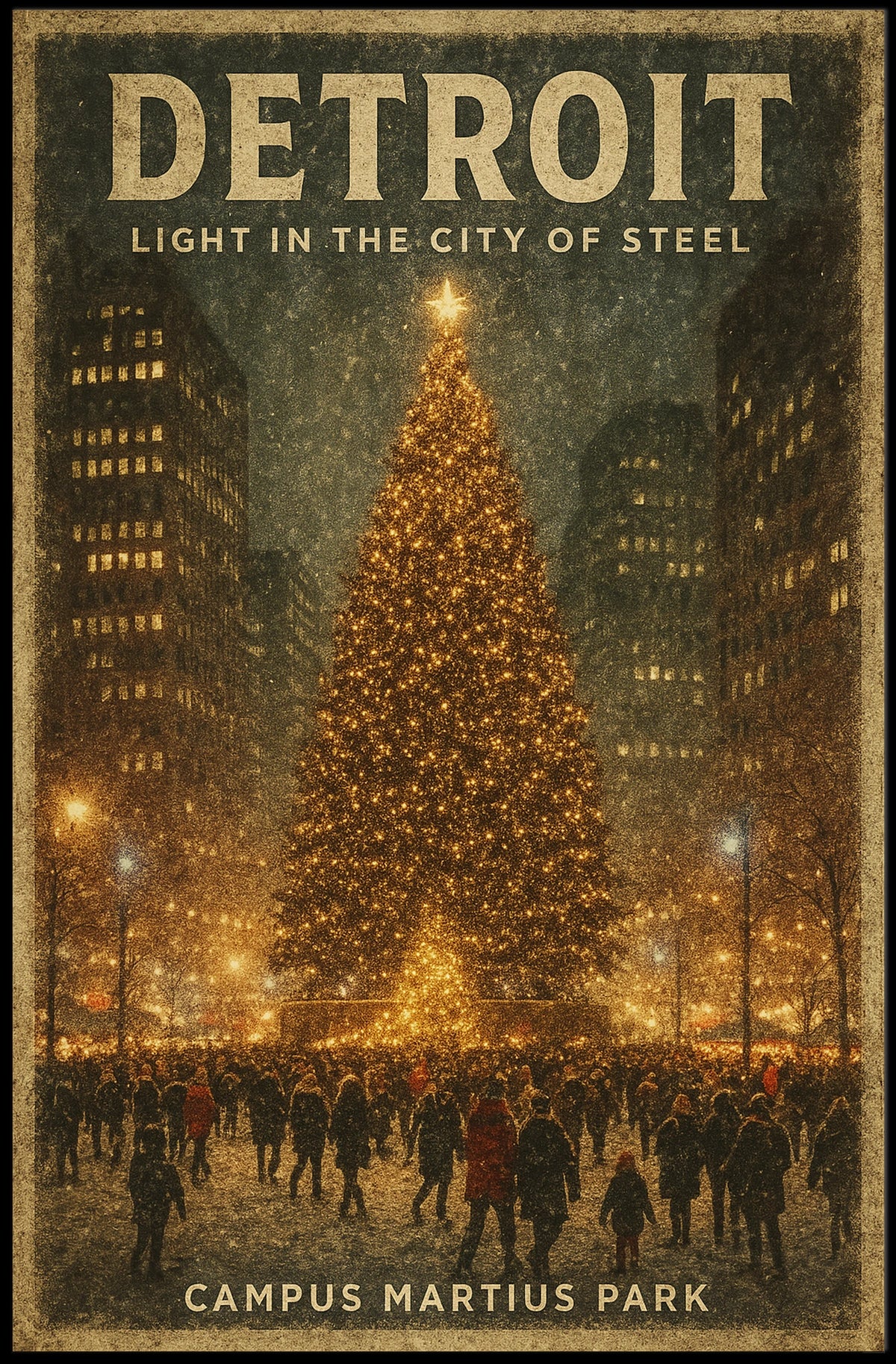 Detroit Light In The City Of Steel Poster