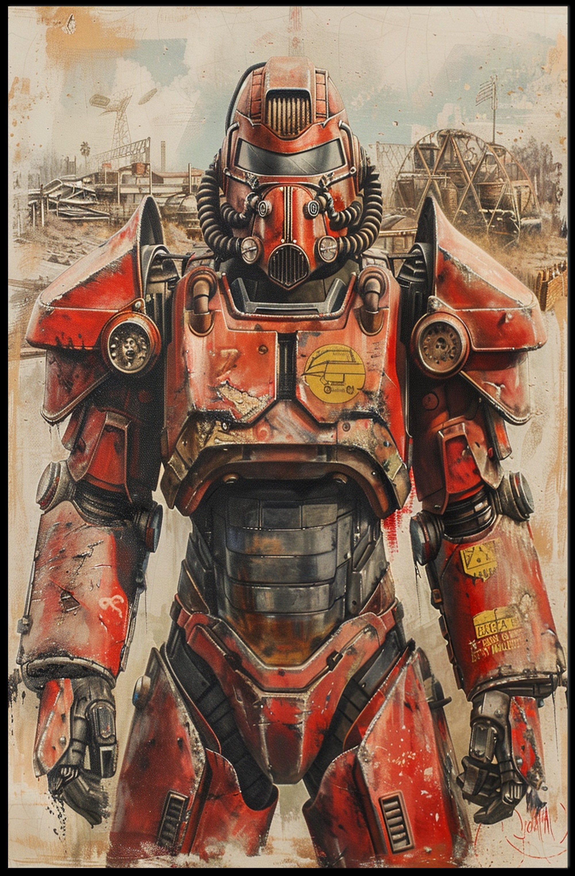 Retro Futuristic Warrior Poster