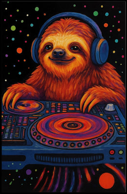 Sloth DJ Party Vibes Animal Poster