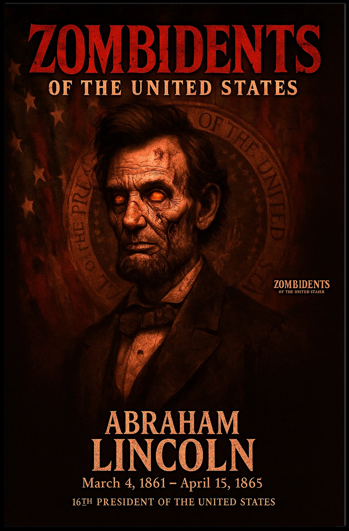 Abraham Lincoln 16th President of the United States Zombidents Poster Series