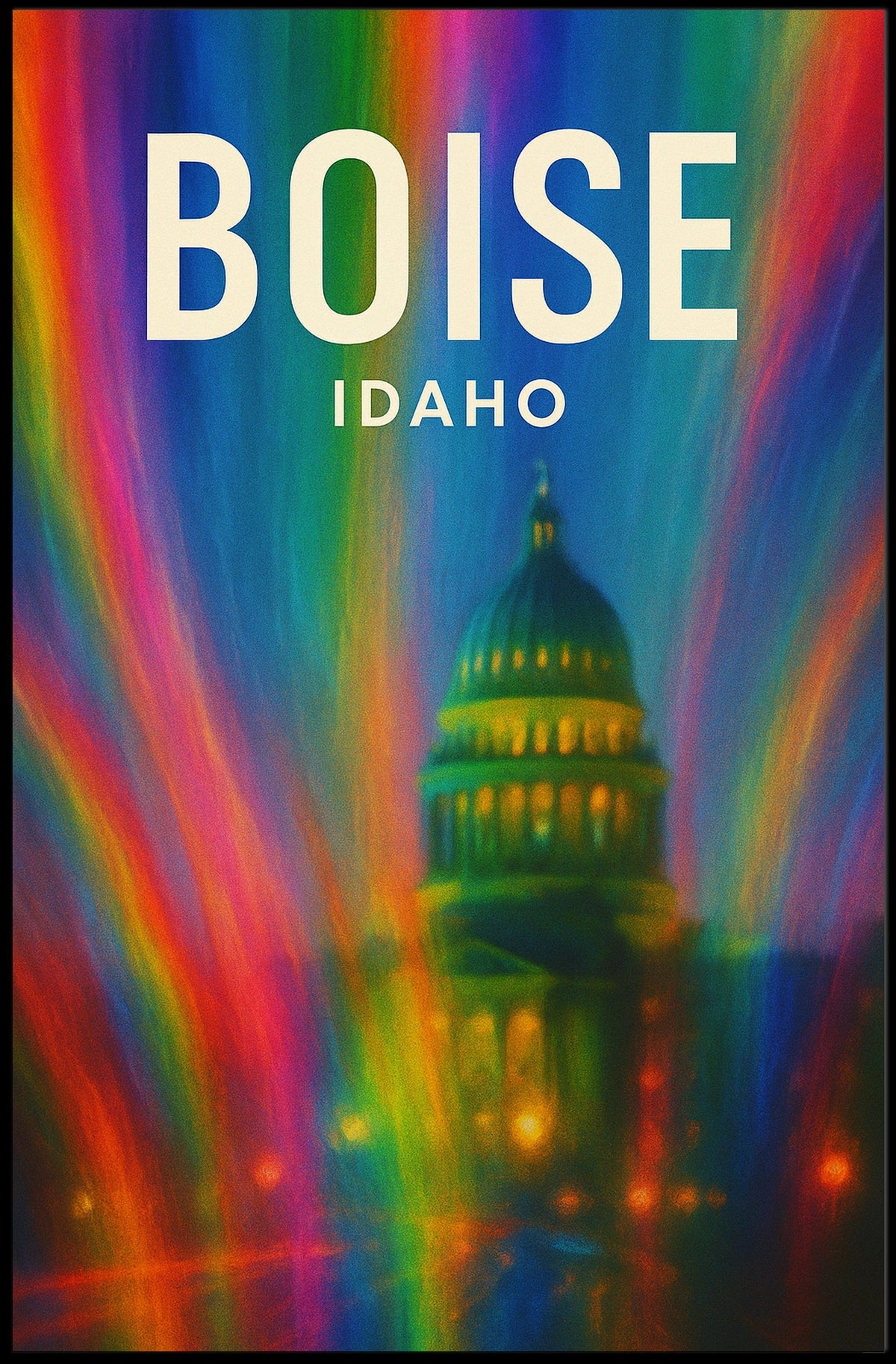 Boise Idaho Vibrant Cityscape Digital Painting Poster