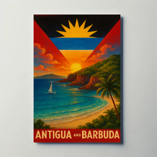 Tropical Paradise Antigua and Barbuda Travel Poster