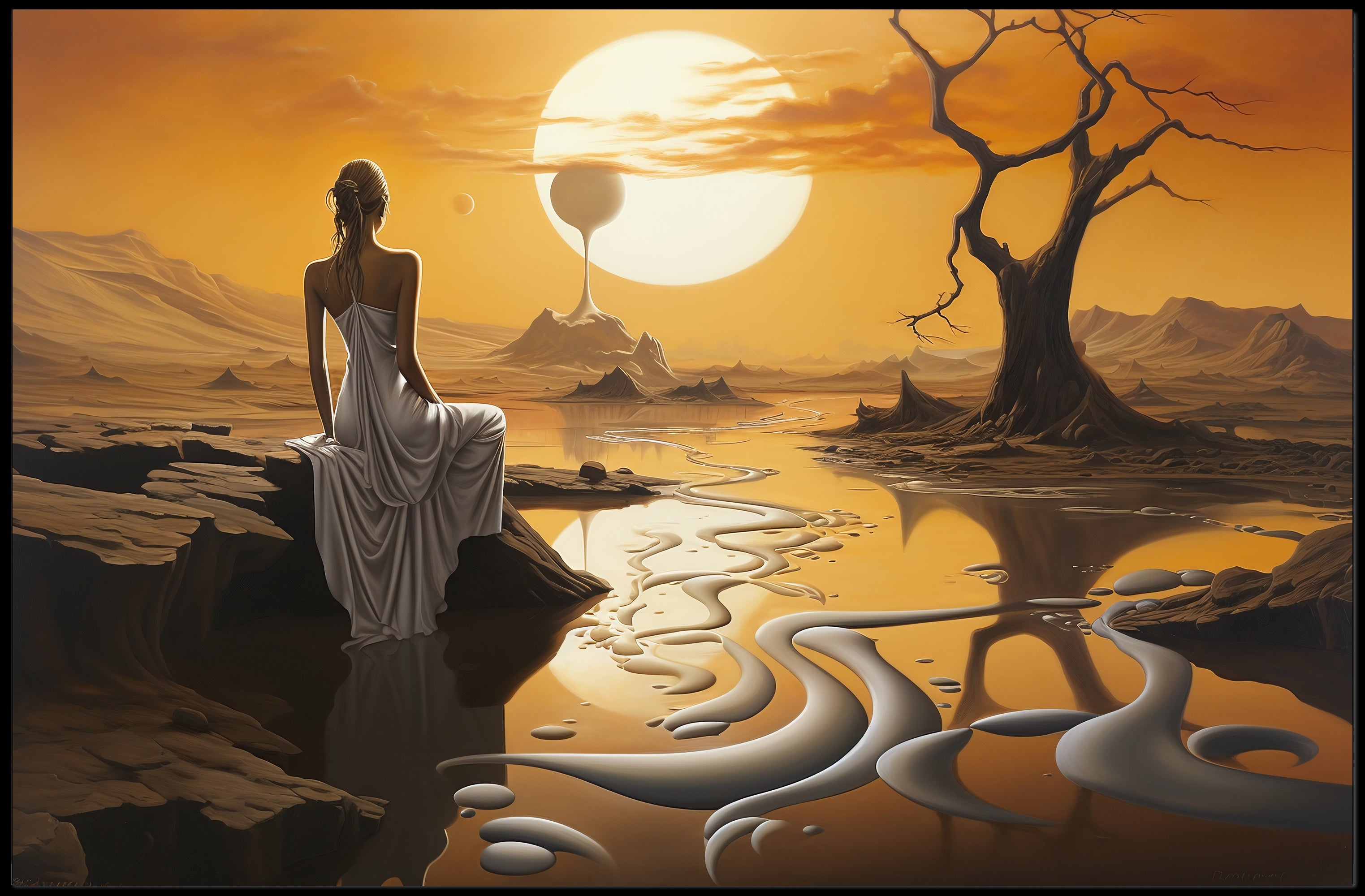 Surreal Landscape with Futuristic Structures Sci-Fi Poster