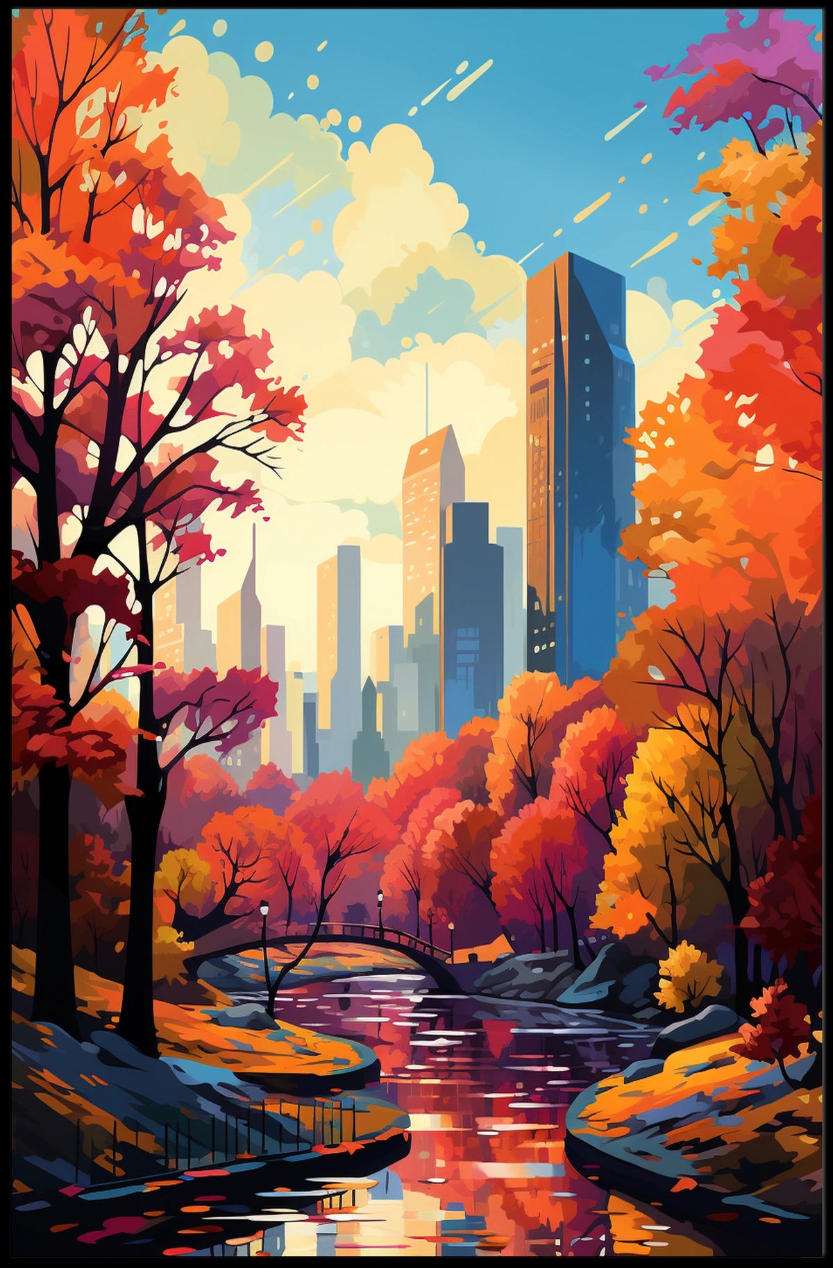 Urban Autumn Escape in New York Travel Poster