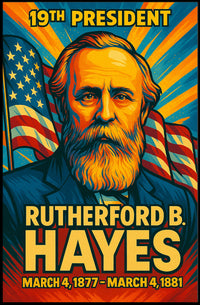 Rutherford B. Hayes 19th President of the United States Colorful Comic Book Style Poster