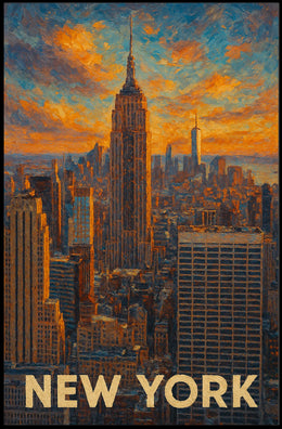 Digital Impasto New York Poster Textured Cityscape Bold