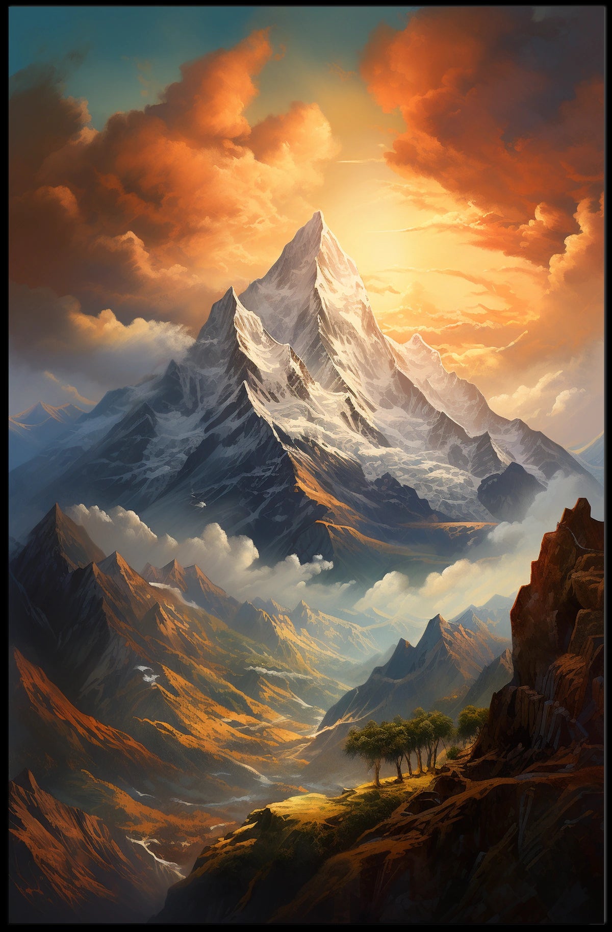 Majestic Mountain Sunrise Art Print - National Park Poster