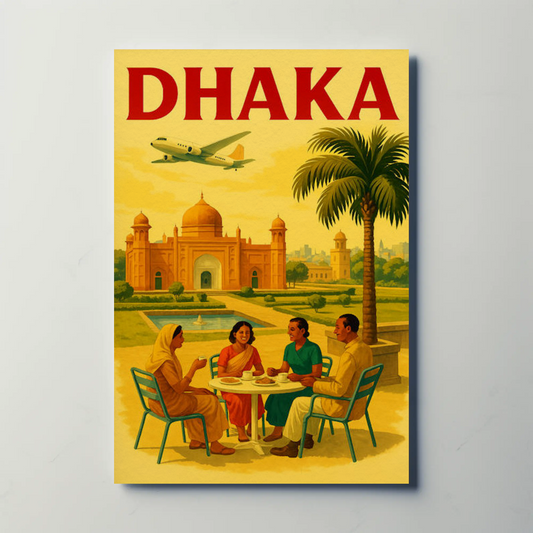 Dhaka India Cultural Heritage Sitar Elephant Travel Poster