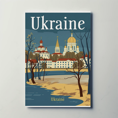 Ukraine Cityscape Vintage Poster