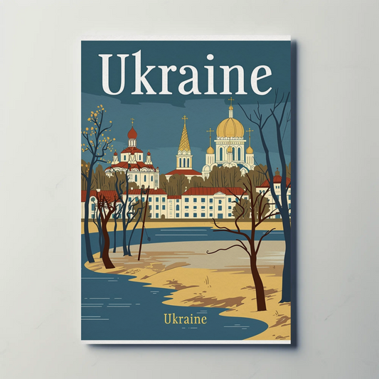 Ukraine Cityscape Vintage Poster
