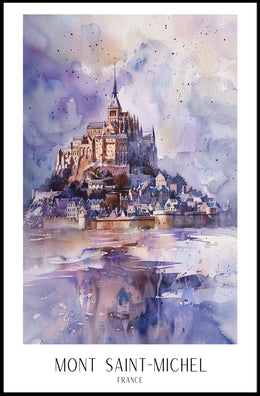 Mont Saint-Michel Watercolor Travel Art Poster PosterGoat