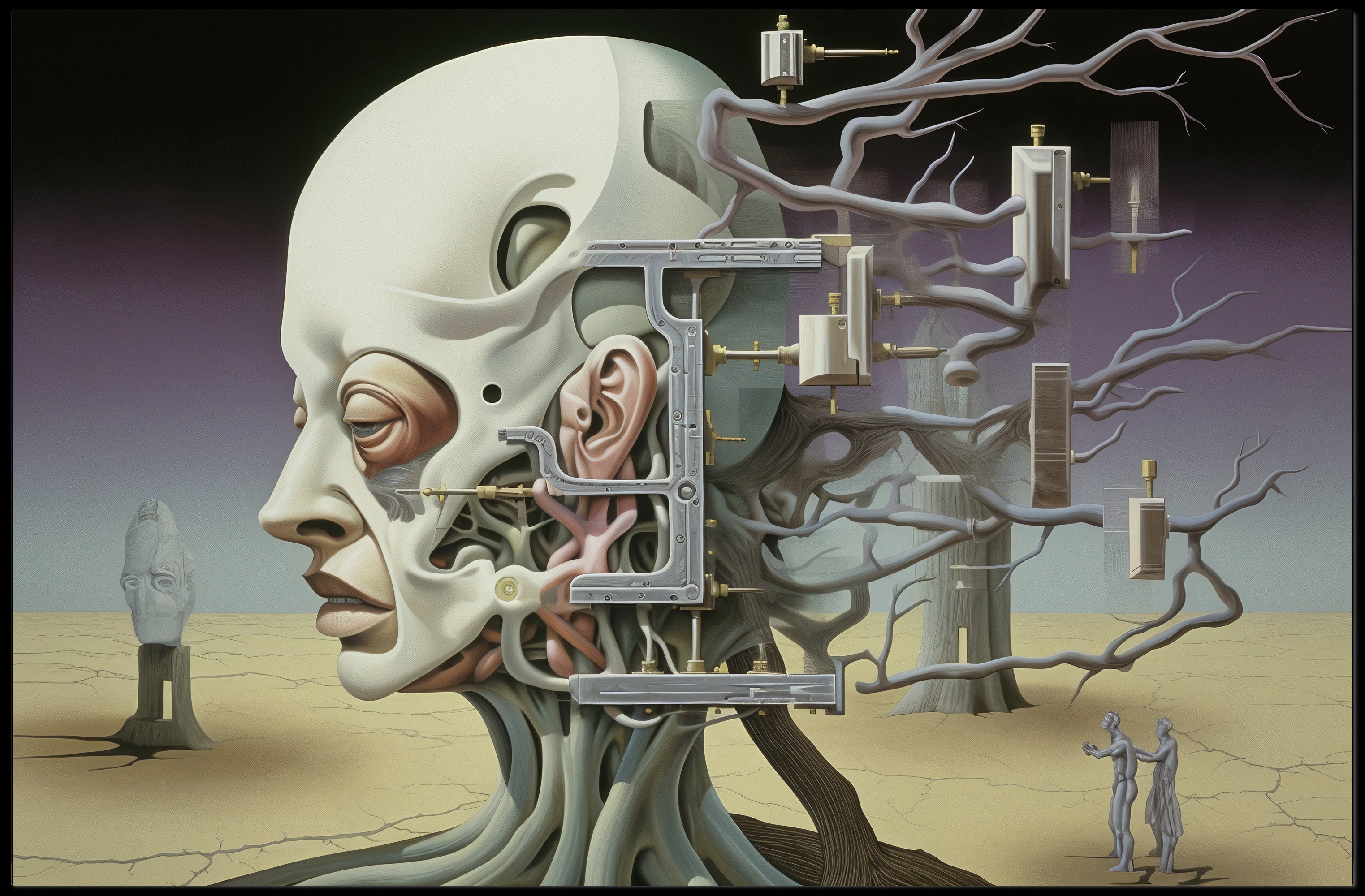 Surrealistic Fusion of Nature and Technology Artistic Poster