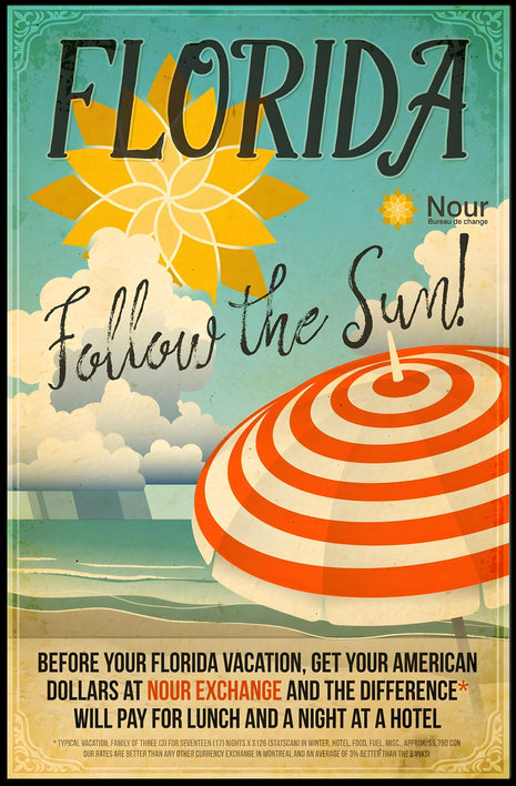 Florida Follow the Sun Retro Travel Poster