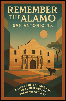 Alamo Sunset Vintage Poster: Texas Heritage Art Print