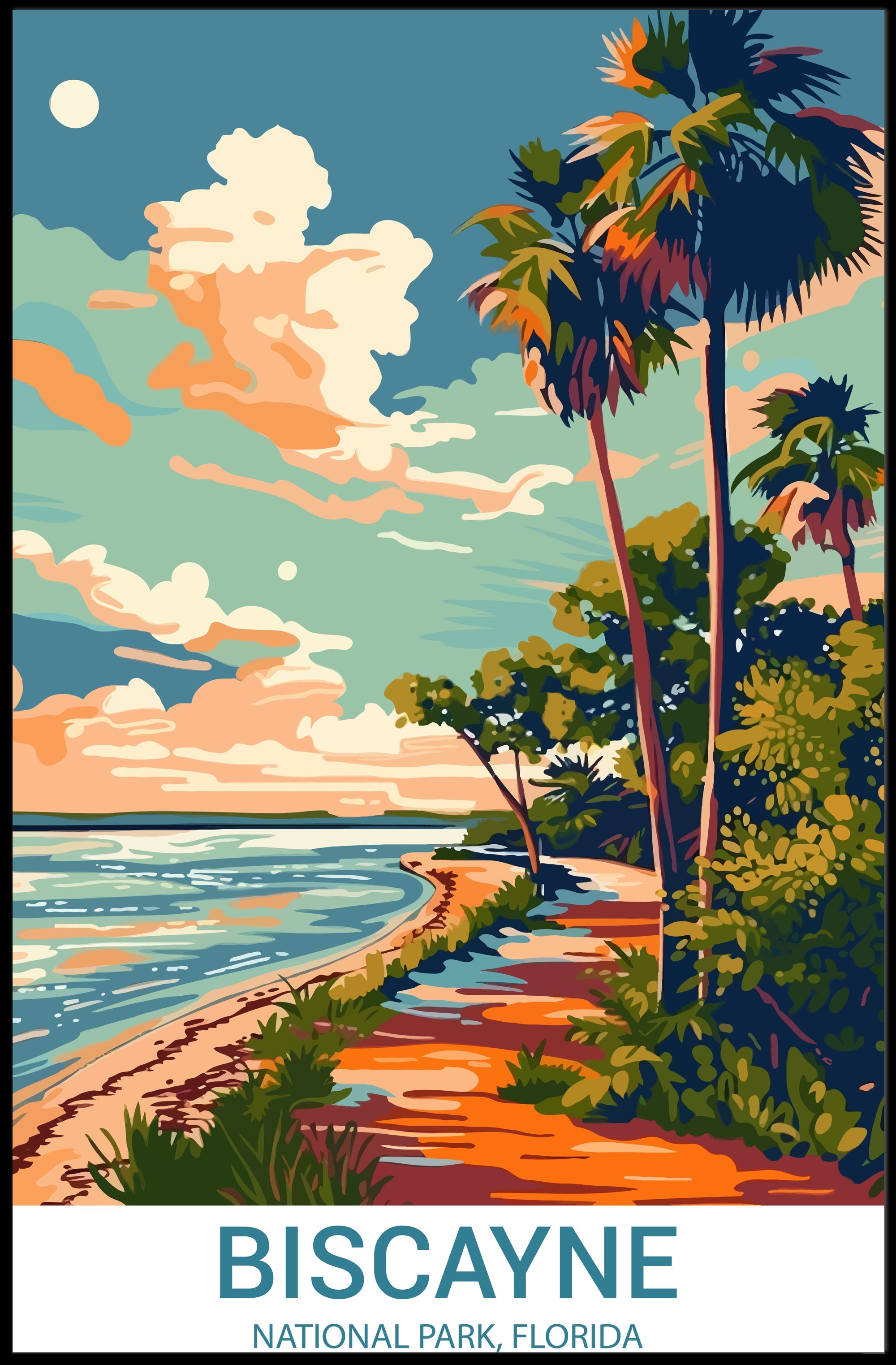 Biscayne National Park Vibrant Tropical Travel Poster