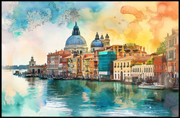 Venice Watercolor Poster: Romantic Canal and Architecture