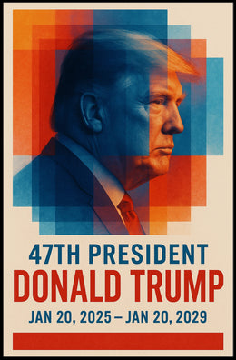 Donald Trump Visionary Leadership Side Profile Geometric Red Blue Patriot Poster