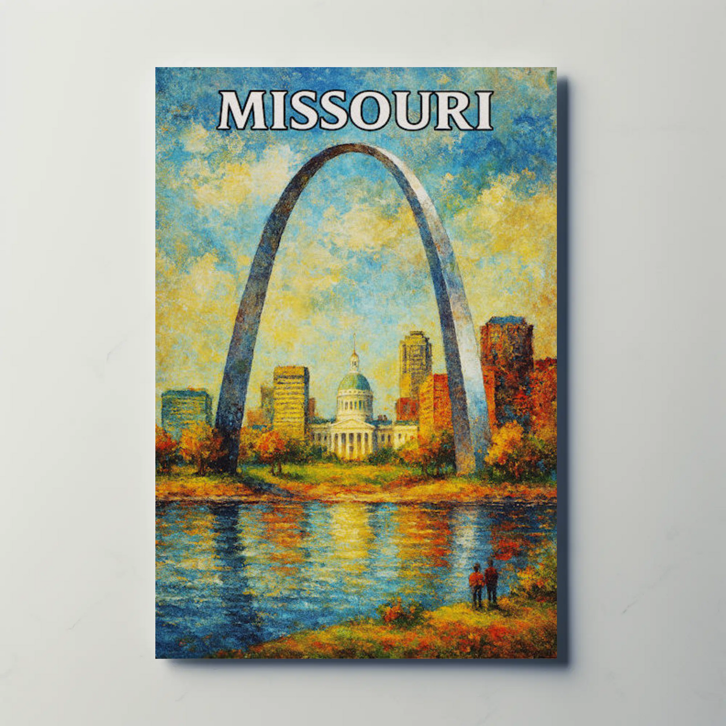 Missouri Gateway Arch Capitol River Sunset Poster Poster