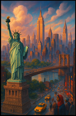 New York City Dreams Skyline Poster Modern Wall Art