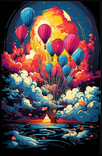 Fantasy Adventure Hot Air Balloon Art Poster