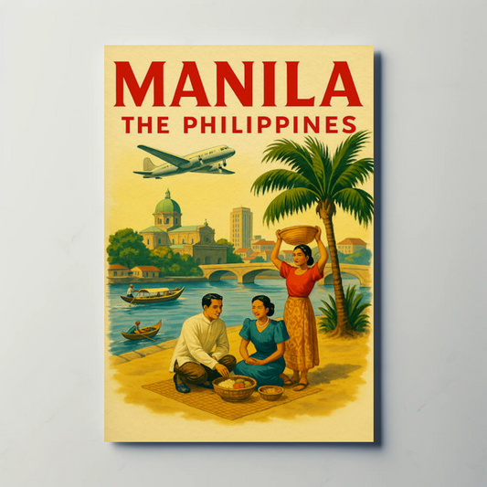 Manila Philippines Bridge Market Heritage Scene Poster
