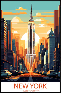 Empire State Building Retro New York Cityscape Urban Poster