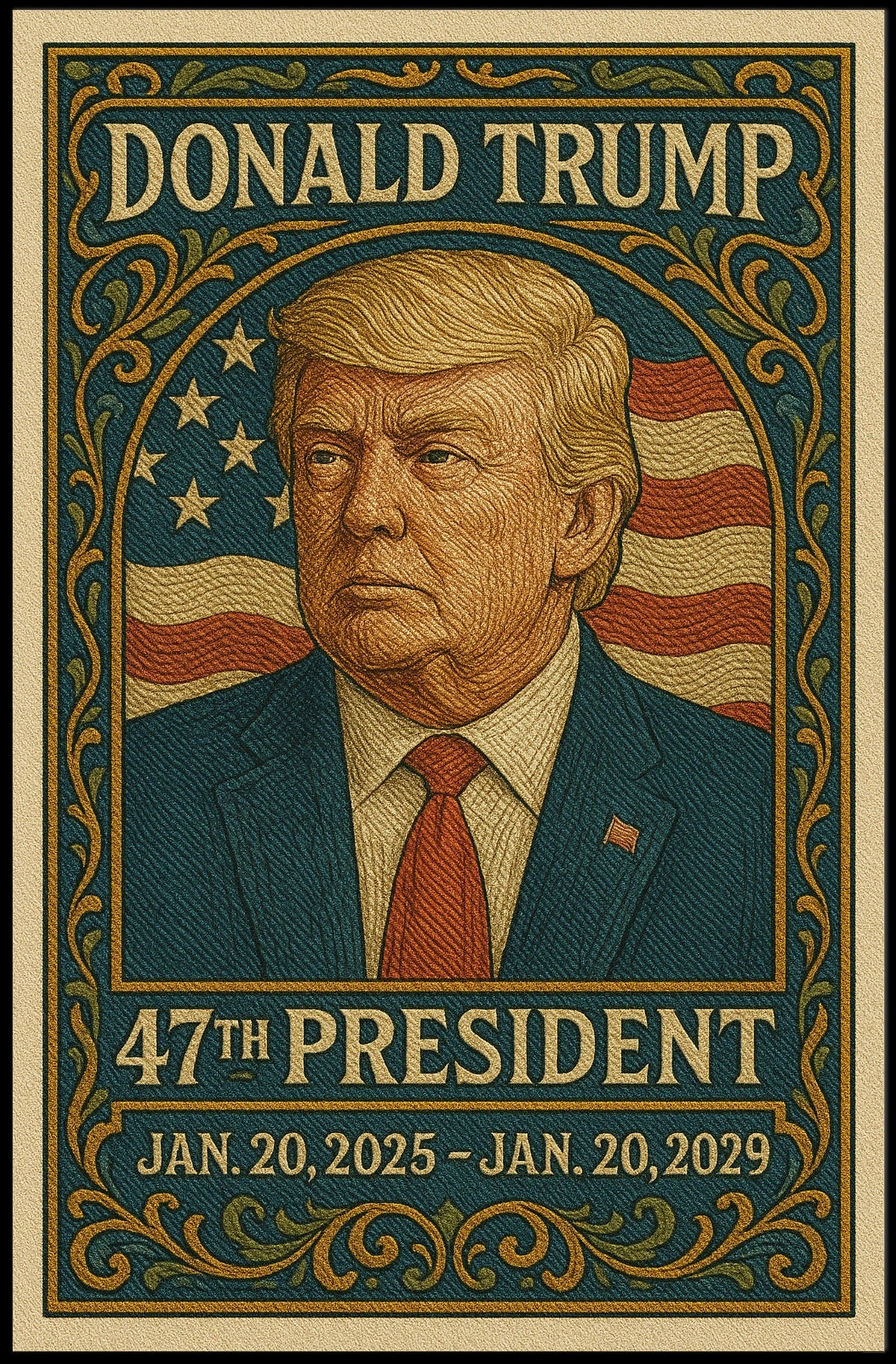 Presidential Leadership Trump Portrait Baroque Realism Patriotic Heritage American Presidency Historic Poster