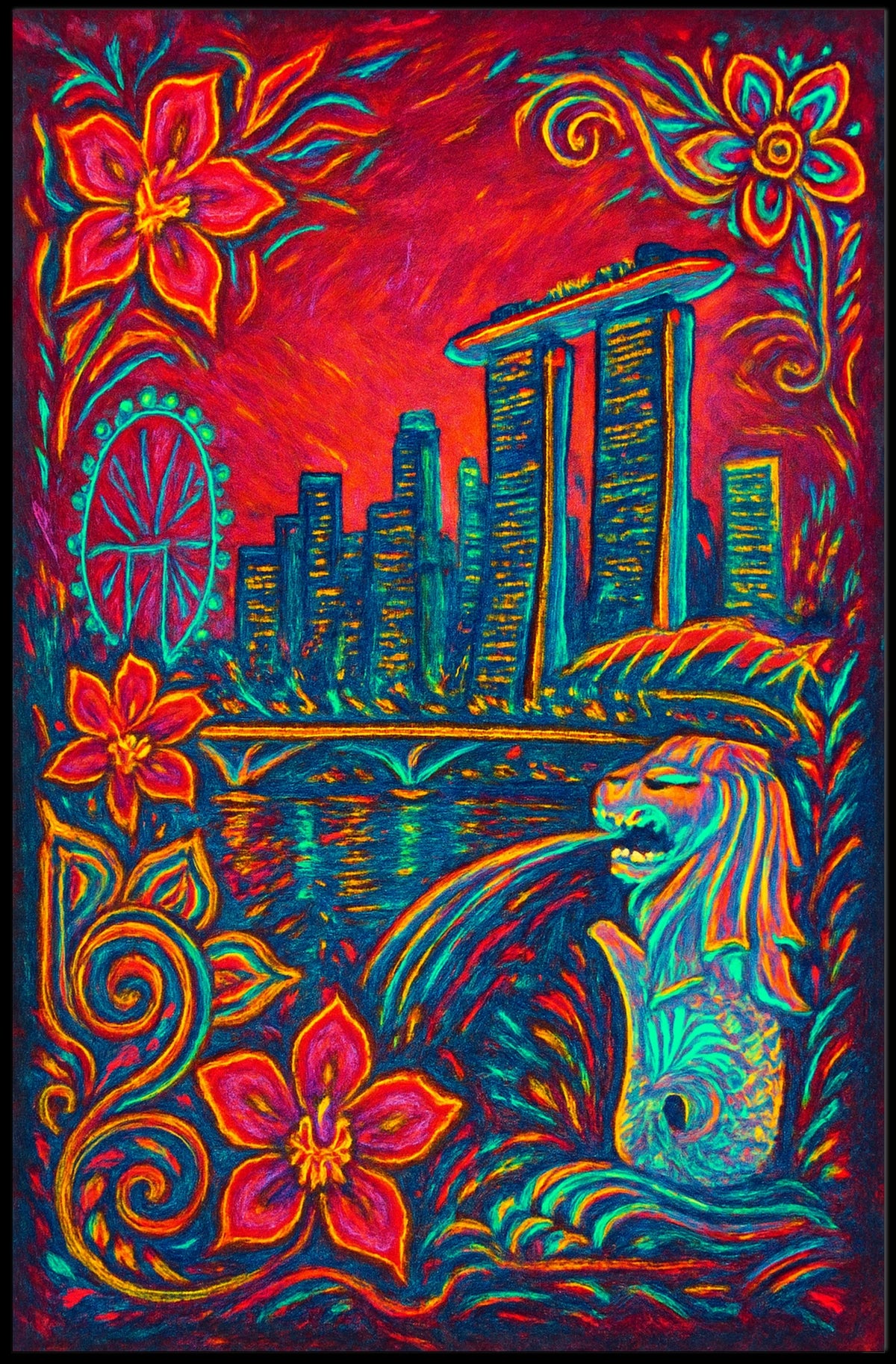 Vibrant Singapore Skyline Poster