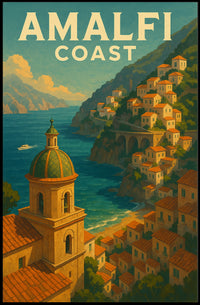 Amalfi Coast Poster Wall Art Seaside Print Travel Vibes
