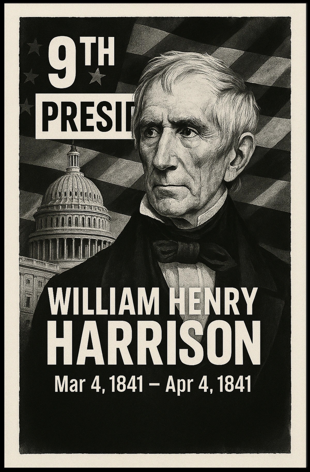 William Henry Harrison 9th President of the United States Digital Montaje Poster